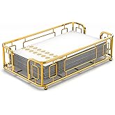 LEVIMETREE Guest Towel Holder Tray for Bathroom – Gold Napkin Holder for Disposable Paper Hand Towels, Vanity Countertop Hand Towel Organizer, Modern Bathroom Accessory for Guest Napkins