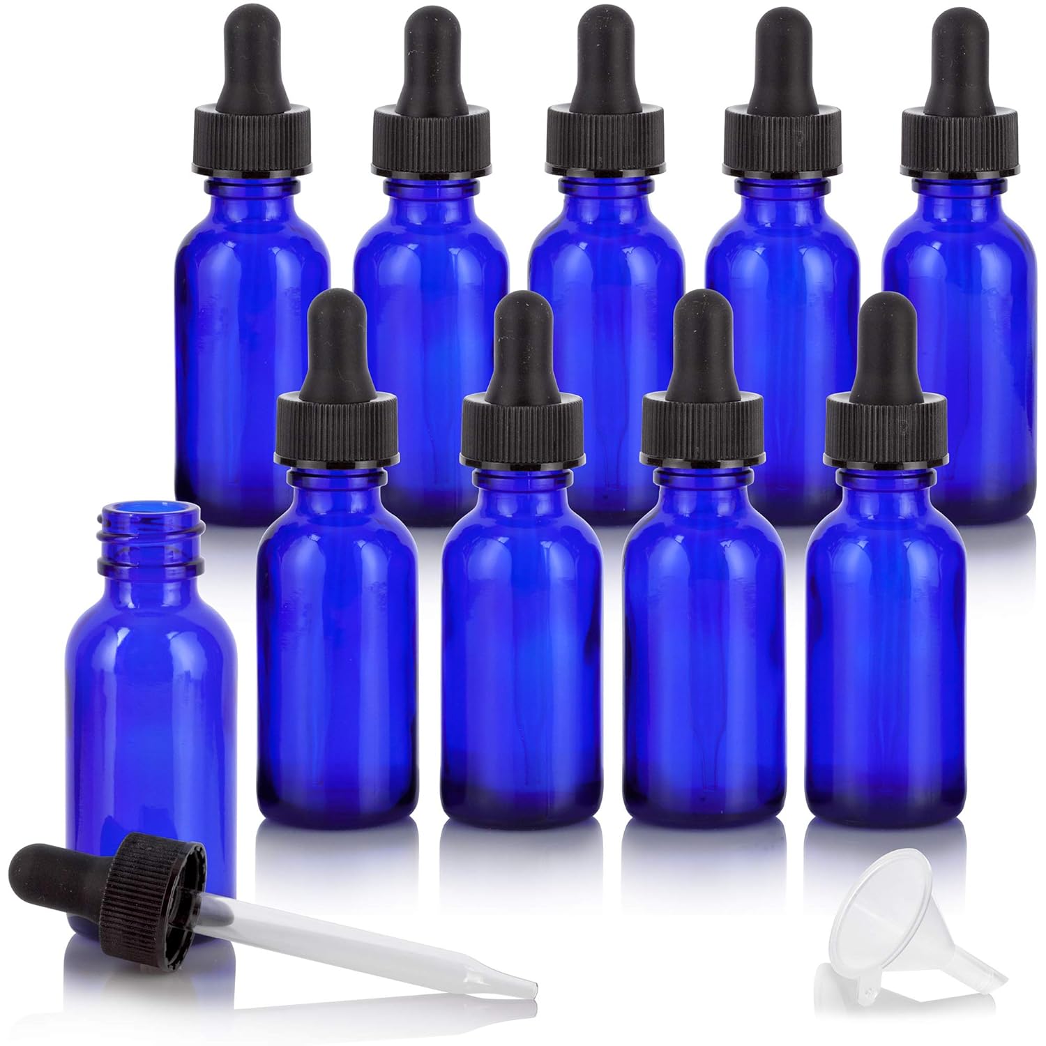 1 oz / 30 ml Cobalt Blue Glass Boston Round