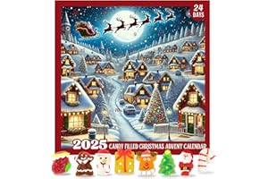 Sweetzo Gummy Candy Filled Advent Calendar, Countdown to Christmas 2025 with Holiday Gummies Inside - 10.16 Ounces