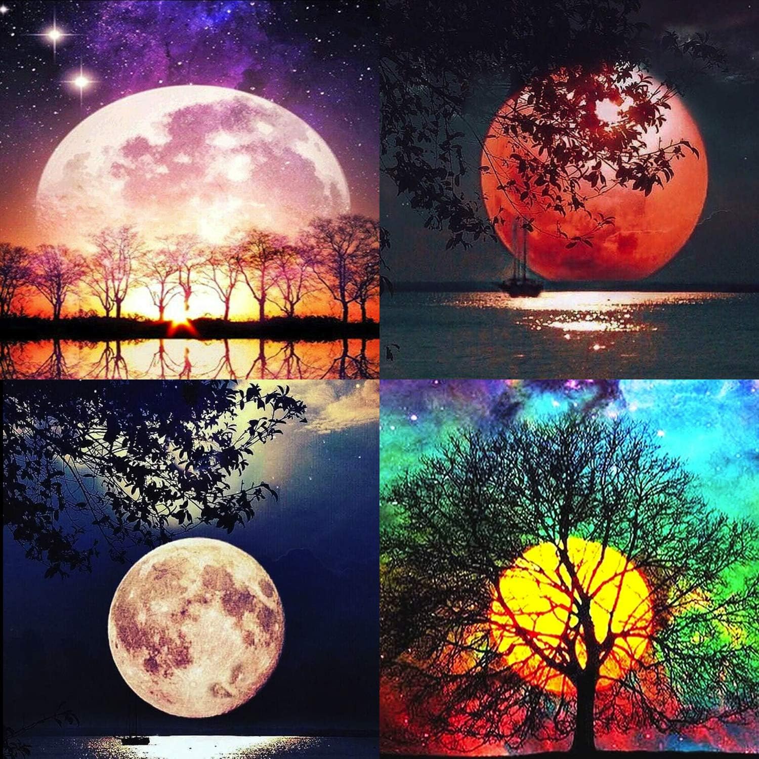 Amazon Com Ritoti Paint By Numbers Kits For Adults Beginners Diy Canvas Oil Painting With Acrylic Pigment And Brushes Unframed For Perfect Home Decor 16x Inch Bright Moon At Sea 4 Pcs Set