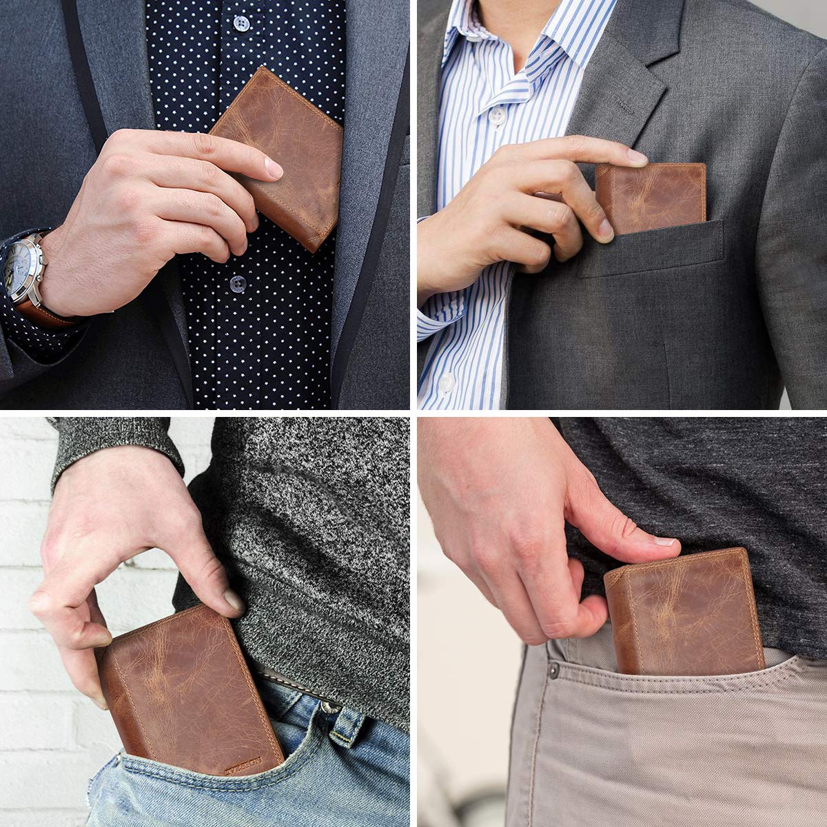 IVESIGN Bifold Travel Wallet RFID Blocking Genuine Leather Credit Card Holder