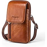 hengwin Genuine Leather Crossbody Bag for Men/Women, Small Messenger Bag Cell Phone Purse Shoulder Holster Passport Pouch