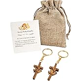 Anna Holy Crafts Bethlehem Original 2-Pack Olive Wood Christian Symbol Necklaces, Handmade in the Holy Land