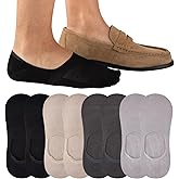 Cooplus 8 Pairs No Show Socks Men Non Slip Low Cut Cotton Invisible Socks for Loafer Flats