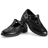 PATPAT Girls School Shoes Mary Jane Shoes Uniform Dress Flats T-Strap Chunky Heel Round Toe Loafers Oxfords for Little/Big Kids