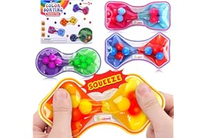 ZAXIDEEL Sensory Fidget Toys for Kids Toddler: 4 Pack Color Sorting Sensory Toys for Autism - Squeeze Calming Toys for Toddler Girls Boys - Quiet Fidget Toys for Student Classroom for Kids