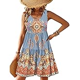 Zeagoo Womens Summer Sundress Boho Floral Casual Tank Dresses with Pockets Sleeveless Tiered Swing A Line Beach Dress