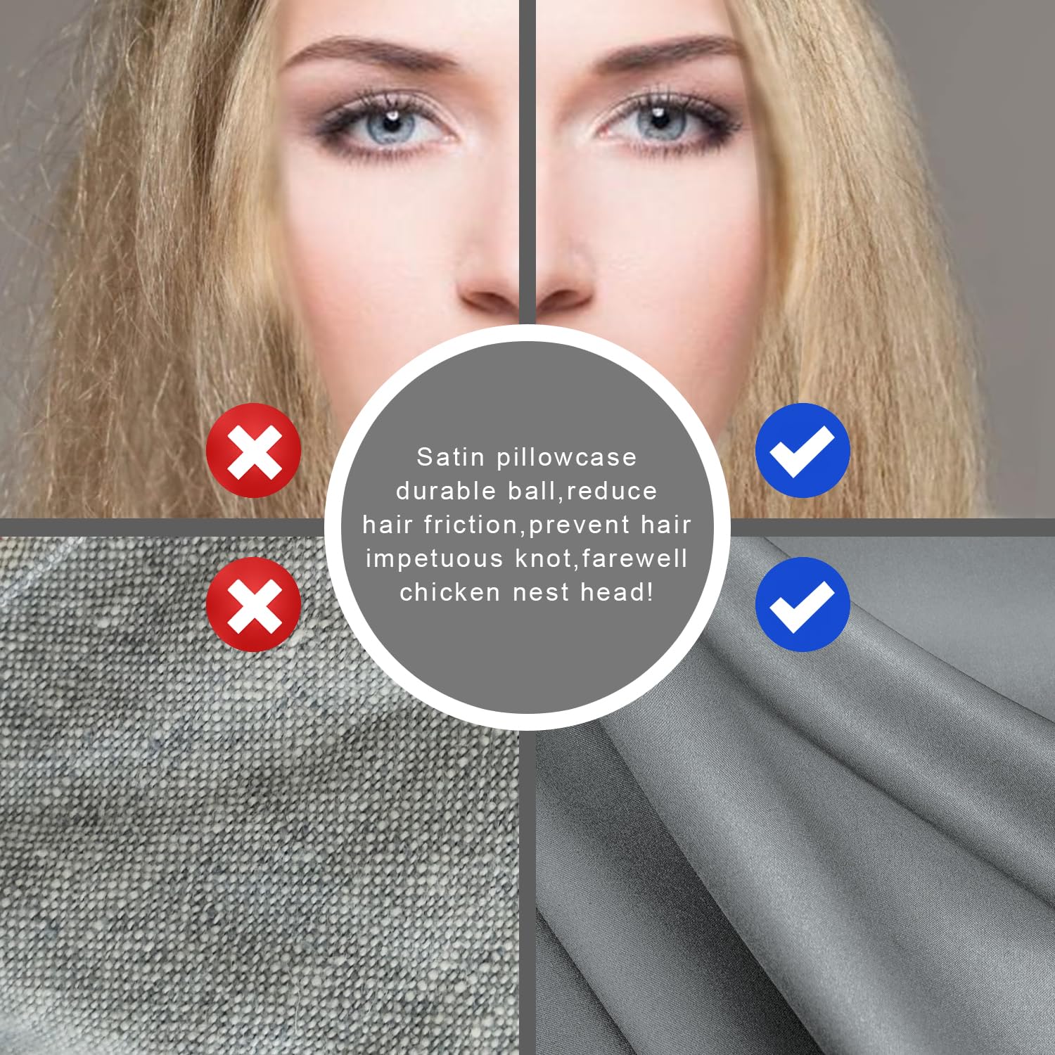 2 Piece Satin Pillowcase for Hair and Skin Similar to Silk Pillow Cases with Envelope Closure Cooling Pillow Cases for Sleeping Gifts for Women Men (20"x30"Queen Size,Grey) - Image 7