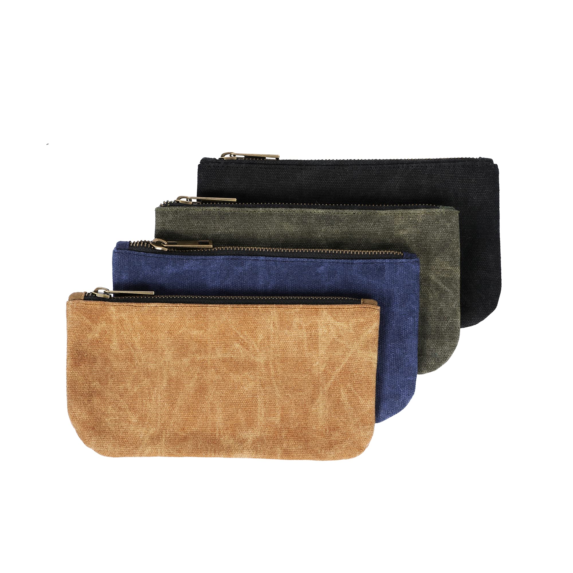 Durable Waxed Canvas Tool Bags with Zipper, Waterproof Tool Bags, 4pc Set, 19 x 11.5 x 1CM