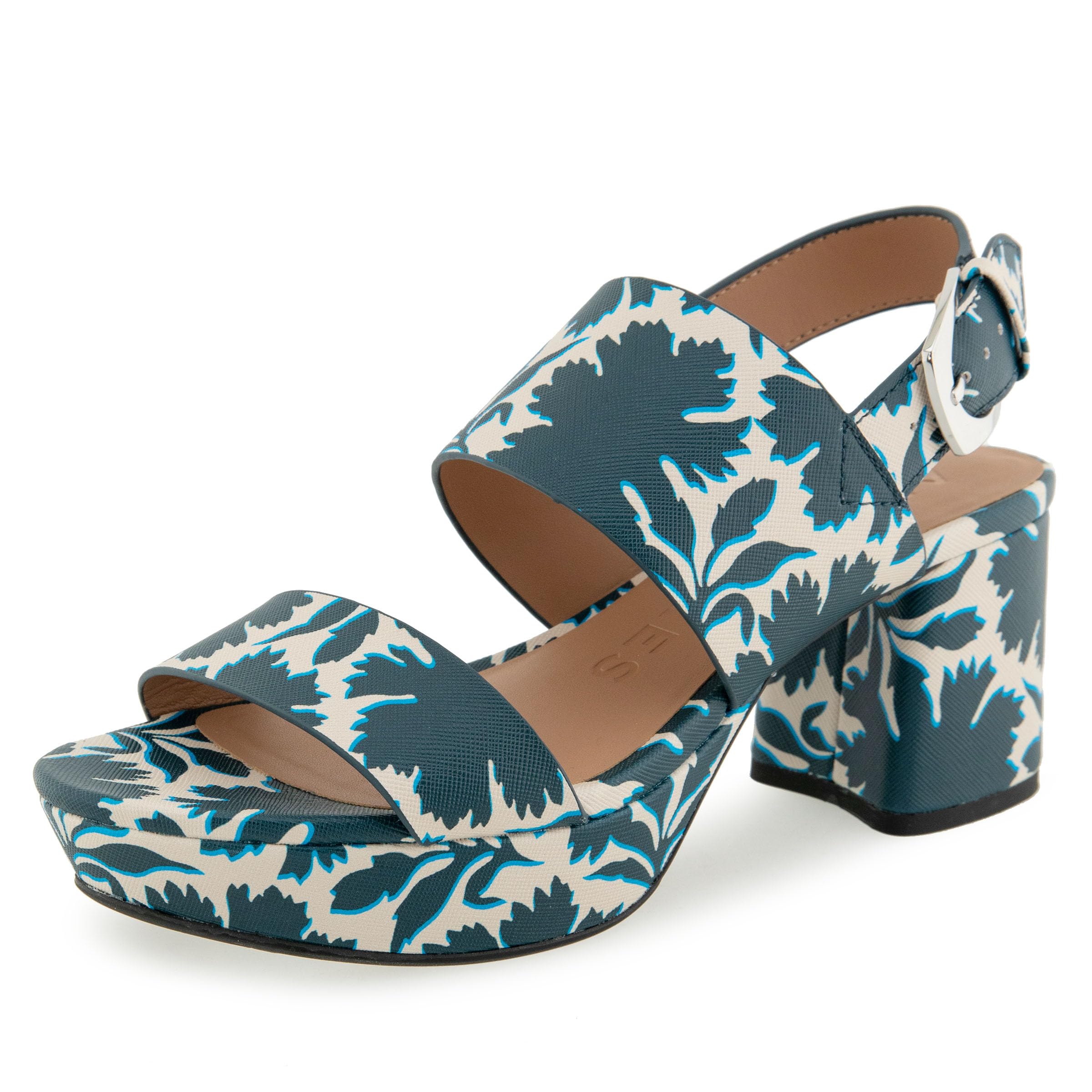 Aerosoles Women's CAMILIA Heeled Sandal, Navy/Eggnog Printed Floral Faux Leather, 6 Image Aerosoles Women's CAMILIA Heeled Sandal, Navy/Eggnog Printed Floral Faux Leather, 6 Image