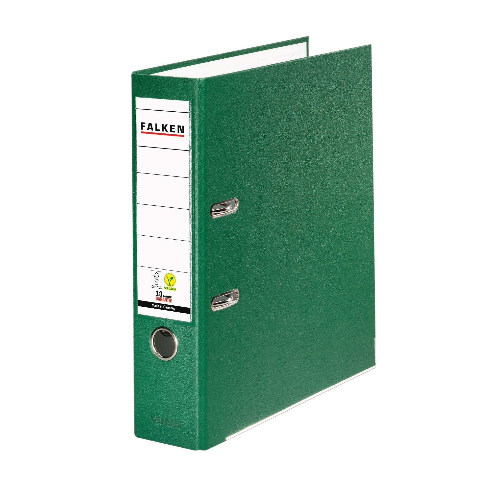 Original Falken PP-Color plastic files. Made in Germany. 8 cm wide DIN A4 green ring binder vegan file folder letter folder office folder plastic folder slotted folder