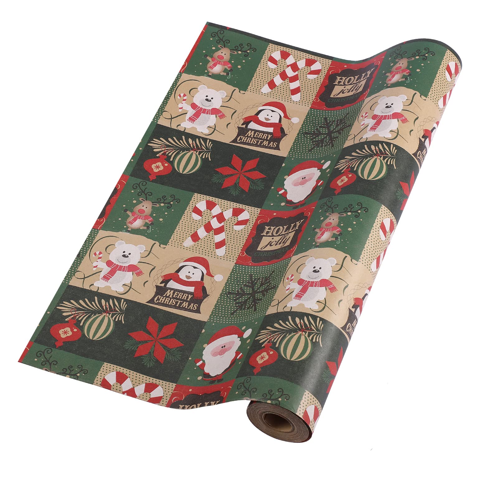 HBell Christmas Wrapping Paper Roll, 43cm x 15m Christmas Wrapping Paper,Xmas Kraft Wrapping paper,Perfect for Xmas Gift Wrapping,New Year,Festival,Party Decorations (Dark)