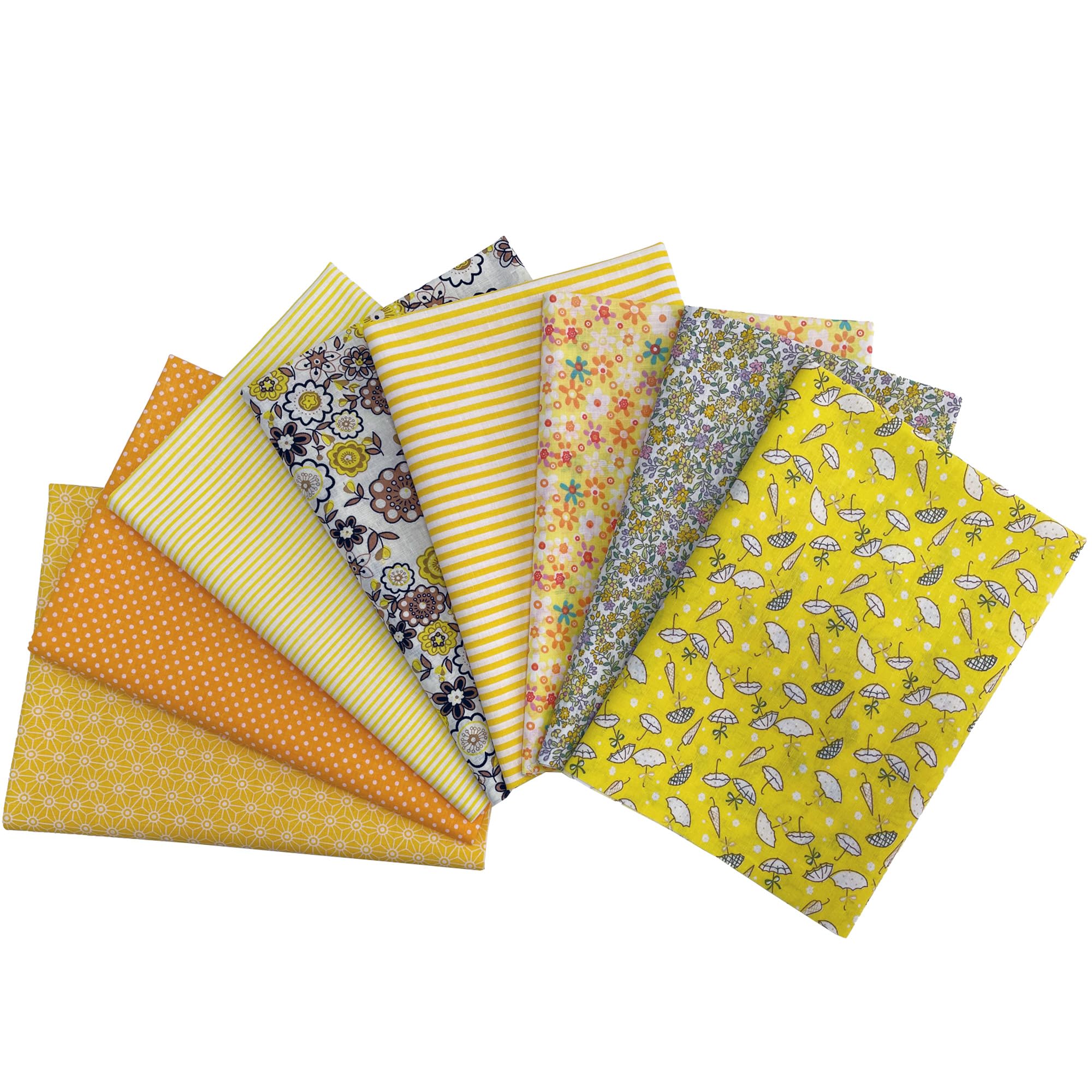 Jukway 8Pcs Cotton Fabric Bundles 50x50 cm Squares, Printed Patterns Cotton Fabric Patchwork Craft DIY Sewing Fabric for Quilting, Decoration, Scrapbooking, Handwork, Arts, Hobbys (Yellow) — image 1
