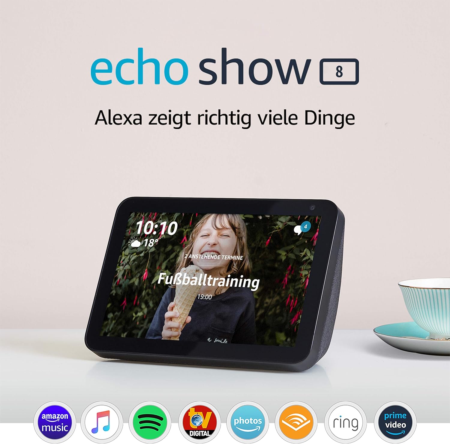 Wir stellen vor: Echo Show 8 | Durch Alexa in Verbindung bleiben, Anthrazit Stoff