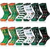 Silkfly 12 Pairs St. Patrick's Day Socks Irish Socks Shamrock Good Luck Clover Sock Festival Novelty Crew for Women Men Adult Boy Girl, 6 Styles