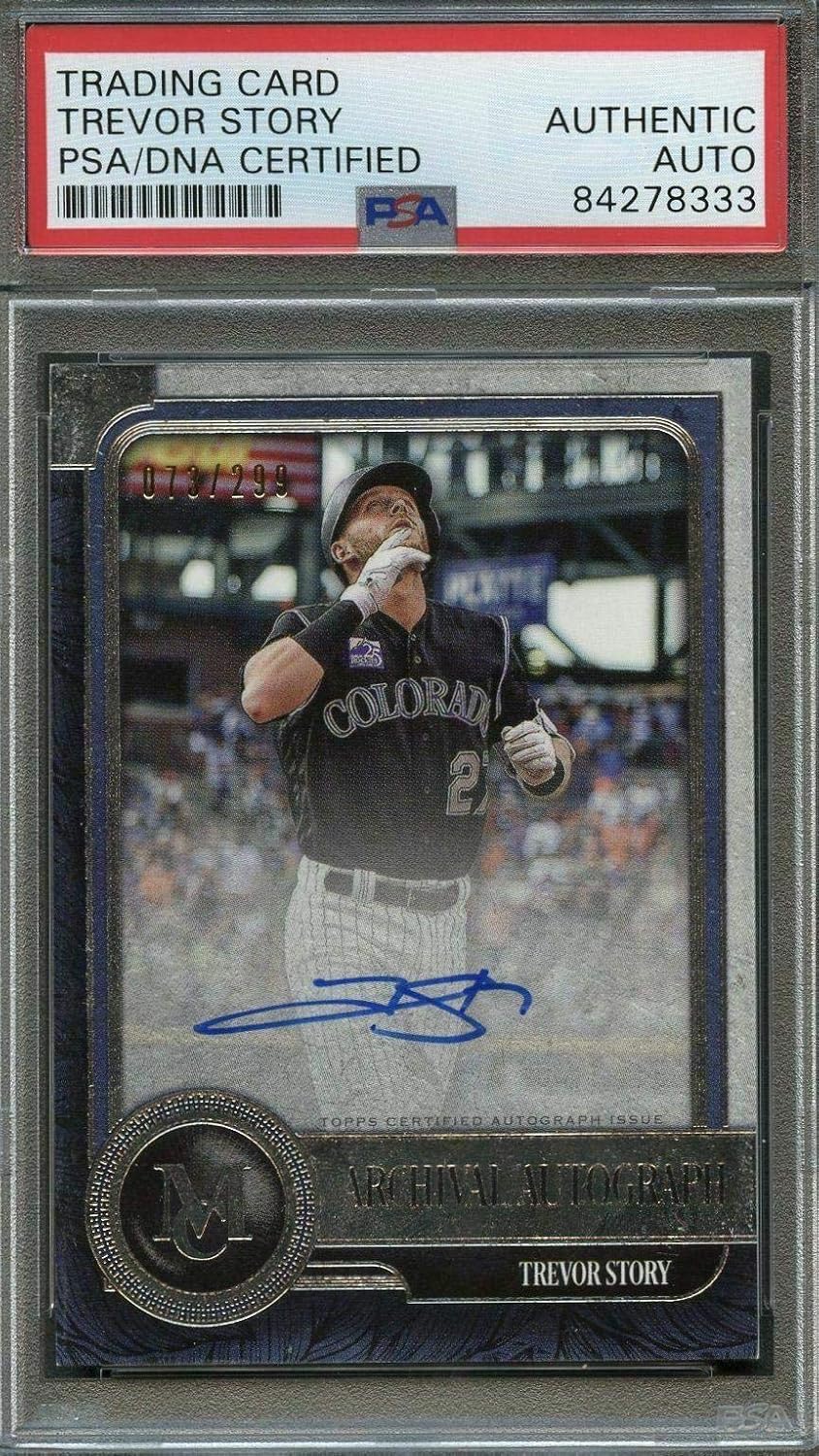 2019 Topps Certified Trevor Story Signed Card PSA Slabbed Auto 73/299