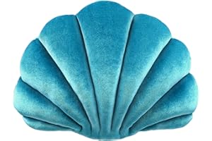 Yi-gog Seashell Pillow Sea Shaped Decorative Princess Throw Pillow 3D Velvet Soft Ocean Cute Throw Pillows for Bed Couch Chair Sofa Room 18 X 13 inch