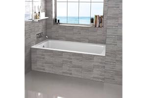 Fine Fixtures Acrylic Fiberglass Drop-In Bathtub - Alcove Soaking Bath Tub with Integral Apron Front & Left Hand Drain, 60"x30" Glossy White - Durable, Modern Soaking Tub for Relaxation & Comfort