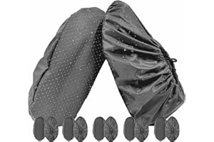 NAEE 5 Pairs Waterproof Anti slip Washable Reusable Boots Cover Indoor Shoe covers (Large Grey)