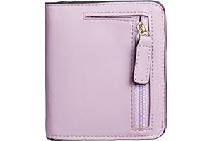 Gostwo Small Wallet for Women, Slim Bifold Credit Card Holder, Compact RFID Blocking Cash Wallet, Billfolds Thin Leather Zipper Pocket, Mini Wallet Gift for Ladies Teen Girls Travel with ID Window