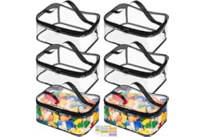 DNTORX 6 Packs Clear Toy Storage Bags, PVC Waterproof Toy Organizer with Zip Reusable Bags for Building Blocks, Board Game, Puzzles, Kids Books, Stationery