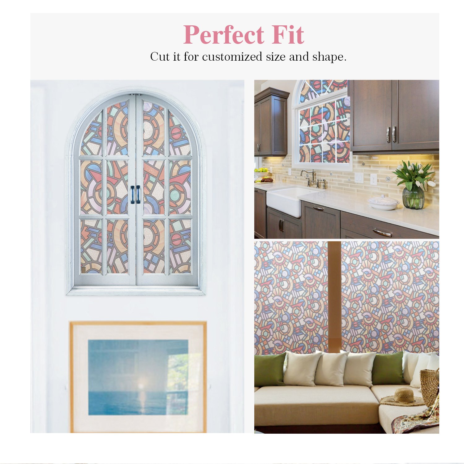 Stickers Home No-Glue Static Privacy PVC Window Films Non-Adhesive