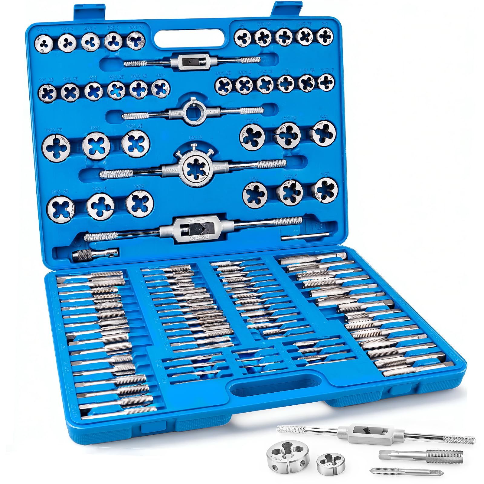 Photo 1 of 110-Piece Metric Tap and Die Set, M2 to M18 Thread Repair Kit, Complete Tap & Die Sets with Storage Case for Cutting Internal and External Threads