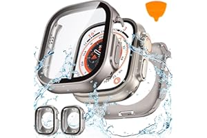 Goton 2-Pack for Apple Watch Ultra 3/2/1 Screen Protector Case 49mm, Waterproof PC Bumper with Tempered Glass for iWatch 49 mm, 360° Full Cover, Shockproof Scratch-Resistant, Easy Install