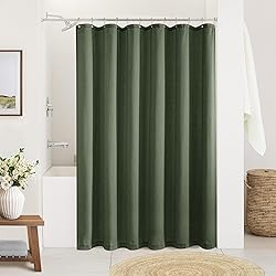 Green Olive Linen Shower Curtain Country Boho