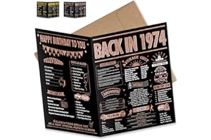 InstaDecor 50th Birthday Card Gifts for Women, Happy and Funny 50 Year Old Birthday Greeting Card for Wife, Jumbo 8x10 Inch Print, Rose Gold