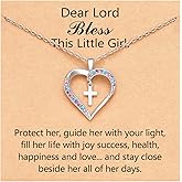 BxkSky Cross Necklace Baptism First Communion Christening Religious Christian Easter Confirmation Gifts for Girls