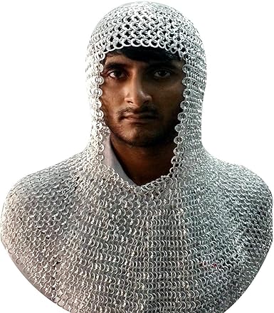 Amazon Com Round Riveted Aluminium Chain Mail Coif Medieval Armour Chainmail Hood Aluminum Item Clothing
