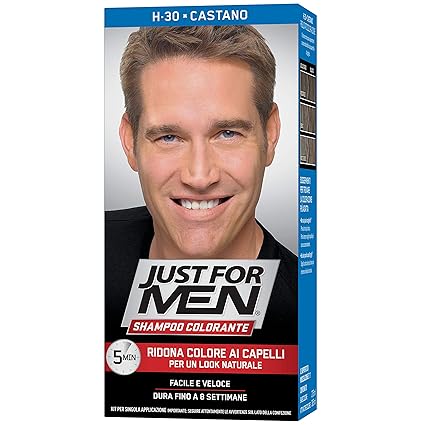 Just For Men Shampoo Colorante H30 Castano Tintura Maschile Ridona Colore Ai Capelli Per Un Look Naturale
