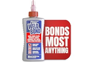 Weldbond All Purpose Glue, Bonds Most Anything! Non-Toxic Glue, Use as Wood Glue or on Glass Crafts Ceramic Mosaic Porcelain Tile Stone Fabric Carpet Metal & More. Dries Crystal Clear 5.4 oz / 160 ml
