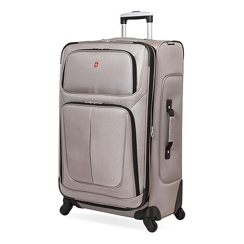 SwissGear Sion Softside Expandable Luggage, Pewter, Checked-Large