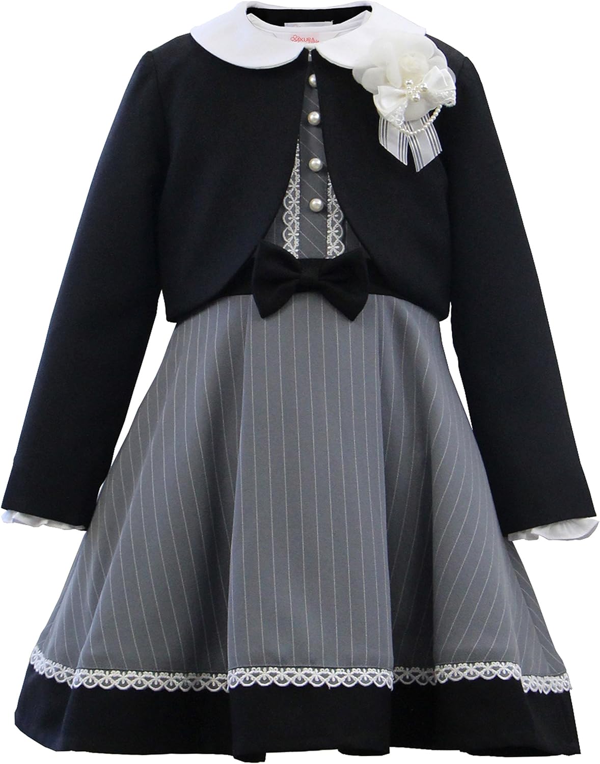 Amazon 卒業式 子供服 女の子 ワンピース アンサンブル 5点セット 子供服 小学校 女の子スーツ 女児 ジュニア 卒業 卒園式 キッズ 子供フォーマル 卒服 受験 子供スーツ サクラスマイル Sakura Smile 130cm フォーマル 通販