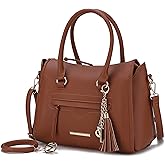 MKF Collection Women's Shoulder Bag, PU Leather Purse, Satchel Bag Crossbody Strap, Top Handle Large Handbag by Mia K