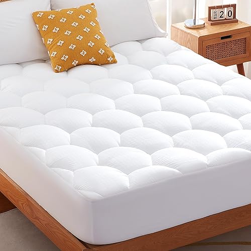 Sonive Single Mattress Topper, Extra Deep Poket 14.9 Inch/38cm, Super soft Quilted Small Mattress Protector, Machine Washable Bed Topper White, Single Bed 90x190cm