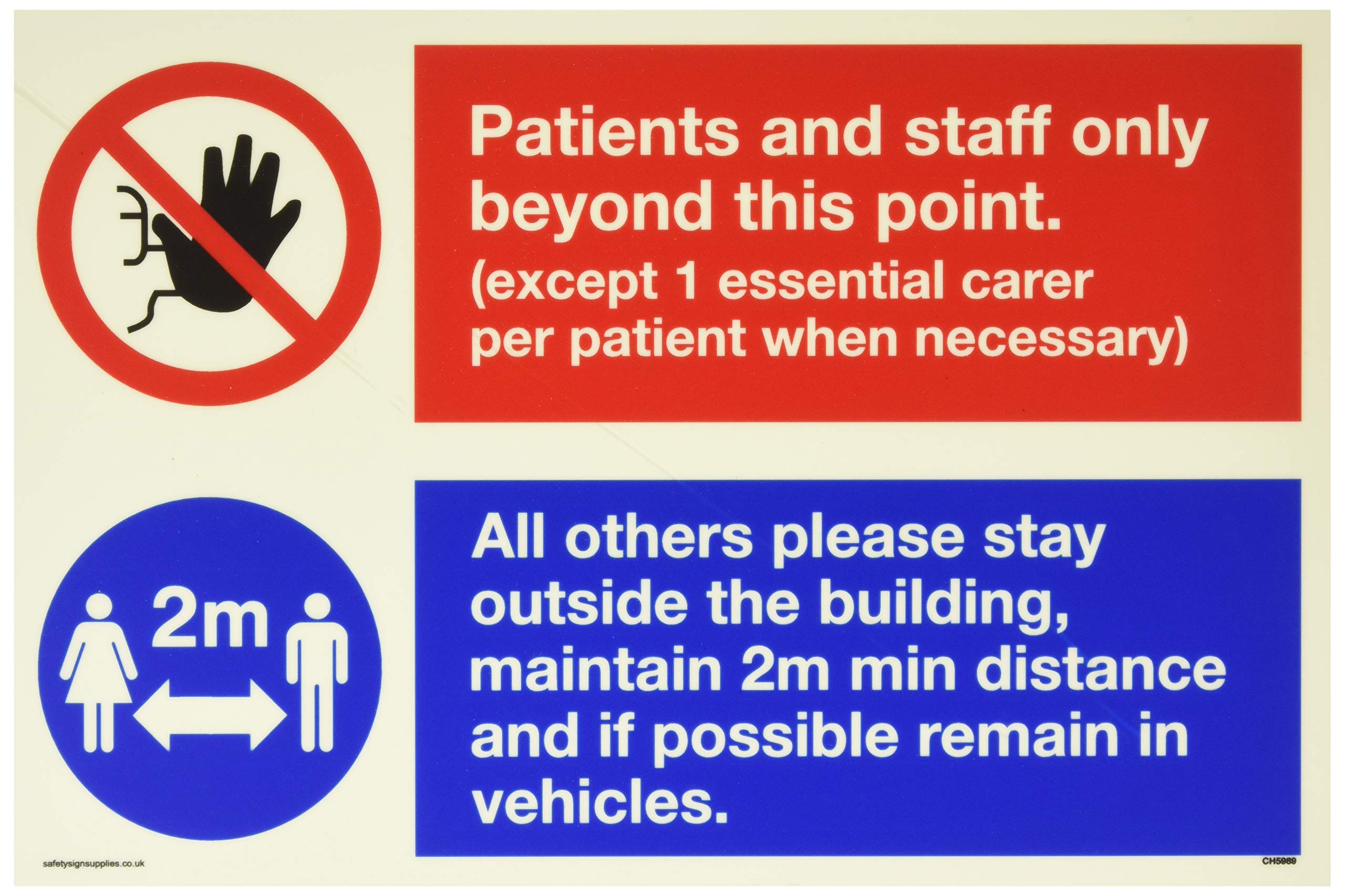 Dual sign Patients and staff only beyond this point All others please stay outside the building