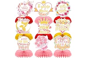 AUSHENKE Feliz Dia de las Madres Decorations Feliz Dia de la Madre Centerpiece for Dia de las Madres Table Decorations, 9Pcs