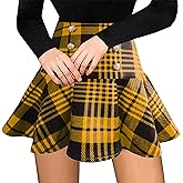 ZHANCHTONG Women's Basic Versatile Stretchy Plaid Flared Mini Skater Skirt