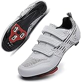 Unisex Road Bike Cycling Shoes Compatible with Peloton Shimano SPD Bike Riding Shoes for Men Women, 3 Straps, Pre-Installed Delta Cleats for Indoor Outdoor Cycling Biking