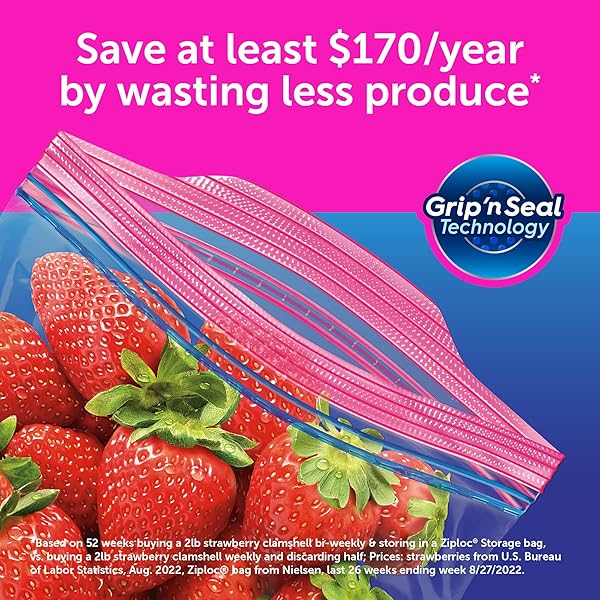 ZIPLOC HALF GALLON MARINADE FOOD STORAGE BAGS FOR MEAL PREP, GRIP ‘N SEAL TECHNOLOGY FOR EASIER GRIP, OPEN, AND CLOSE, 24 COUNT