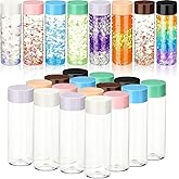 Hoolerry 16 Pcs Empty Plastic Sensory Bottles with Lids Reusable Clear Plastic Sensory Water Bottles for DIY Crafts Handmade Party Decoration(Multi Colors,13.5 oz)