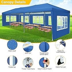 TOOLUCK Canopy 10x30 Pop Up Canopy Tent with 8