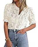 PRETTYGARDEN Womens 2025 Spring Lace Tops Short