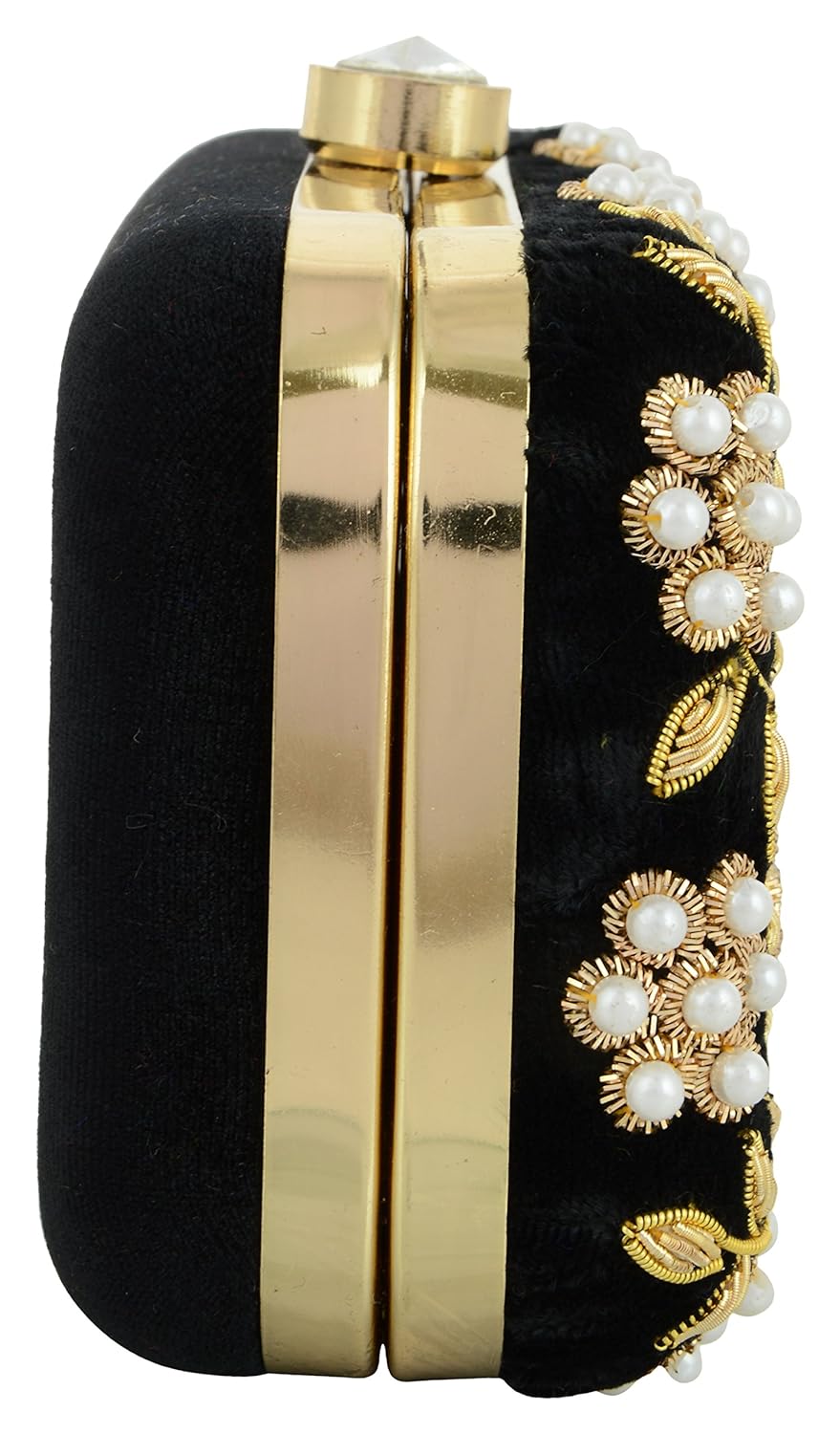 tooba women's velvet zari zirkon box clutch