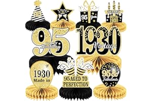 TEVXJ 9PCS 95th Birthday decorations 95th birthday Centerpieces for Table Decorations 2025 Vintage 1930 Honeycomb Table Topper Back in 1930 95th Birthday Decoration for Men and Woman 95 Years Birthday Party