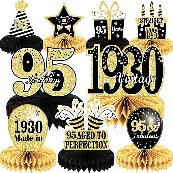 PAKBOOM Cheers To 95 Years Birthday Banner - Black & Gold Yard Sign & Door Decor For 95th Party