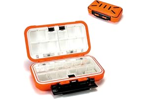 Piscorush Fishing Tackle Box Bait Storage Case Hard Tackle Case Portable Hooks Lure Baits Storage Swivels Jigs Hooks Sinker for Vest Casting Fly Fishing (Orange Waterproof/1pcs)